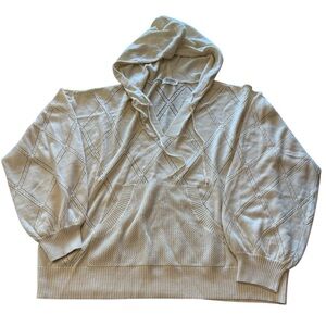 Candace Cameron Bure Women’s Hoodie Knit Sweater Cream L